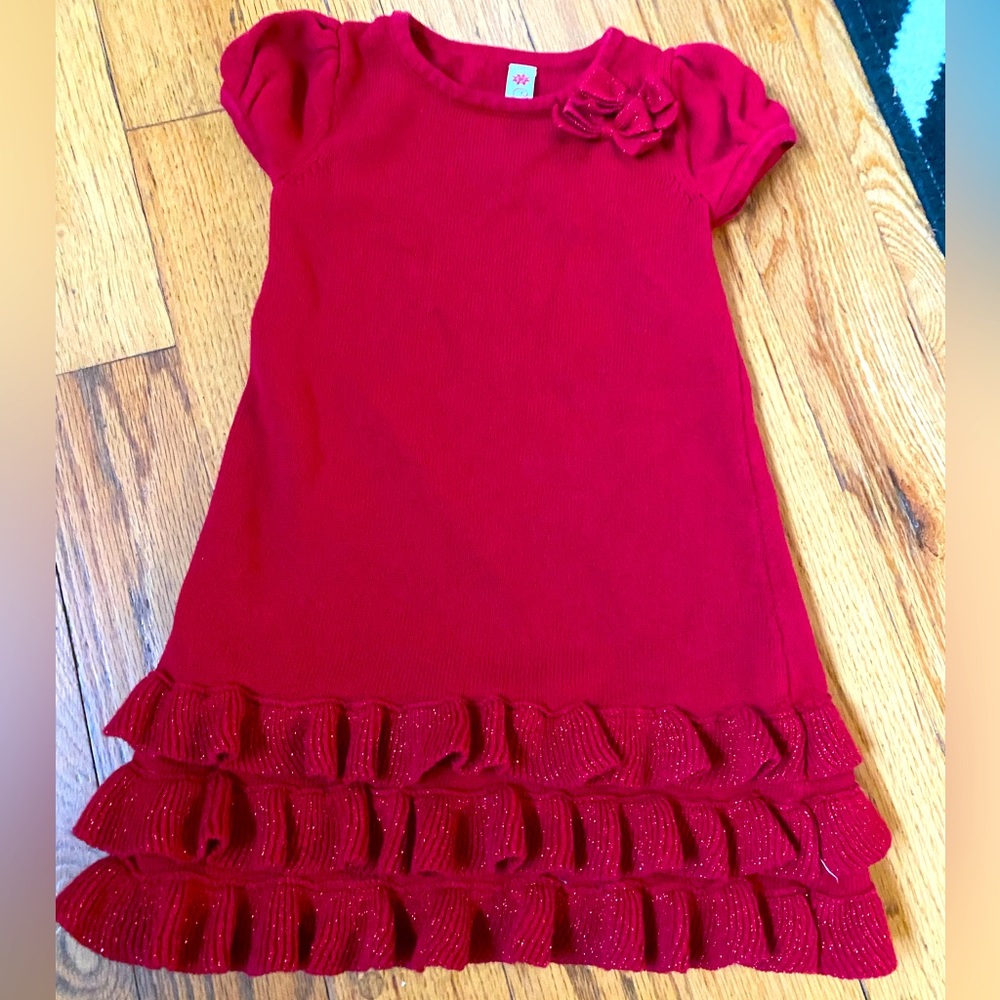 Red holiday sweater dress, size 24 months